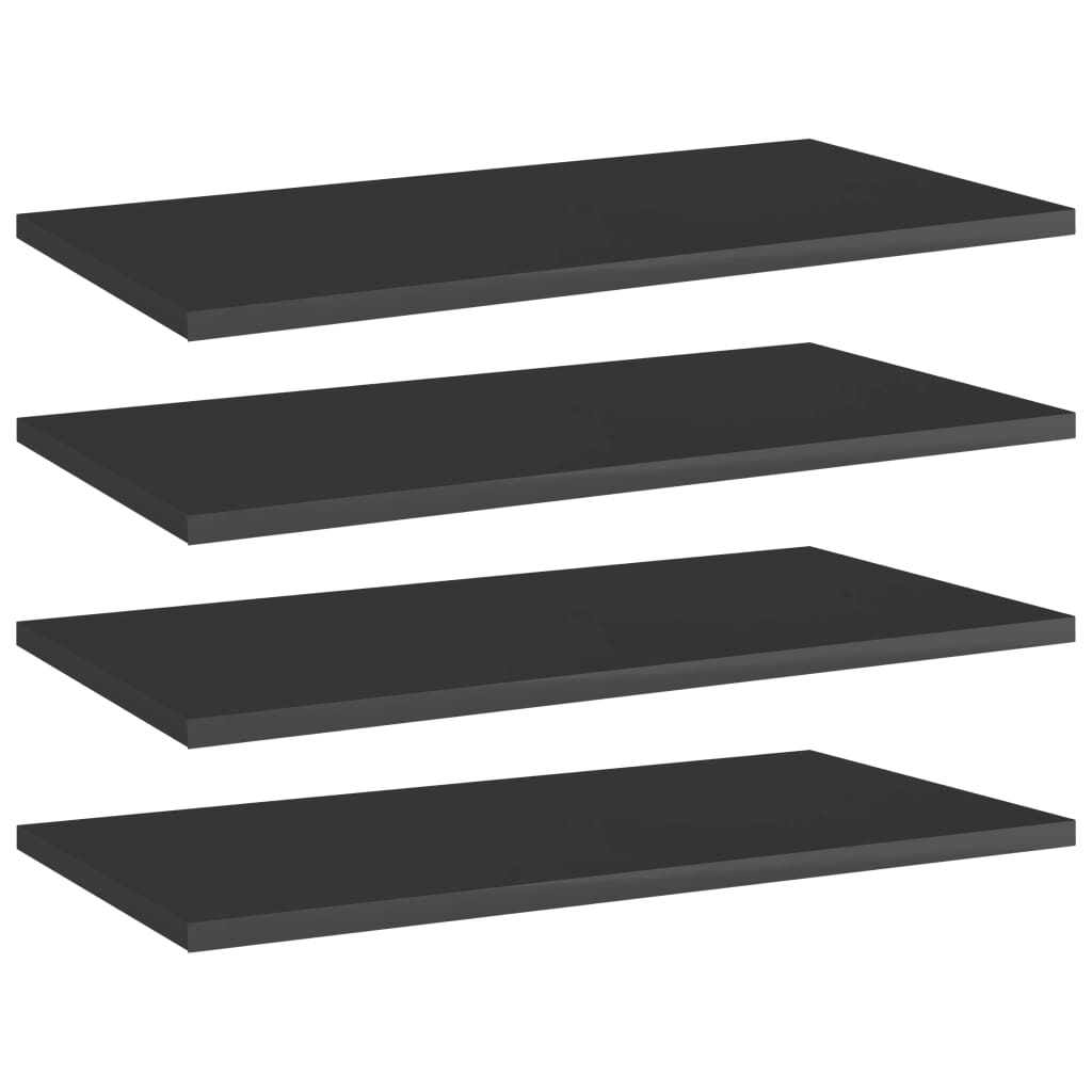 vidaXL Knygų lentynos plokštės, 4vnt., juodos, 60x30x1,5cm, MDP