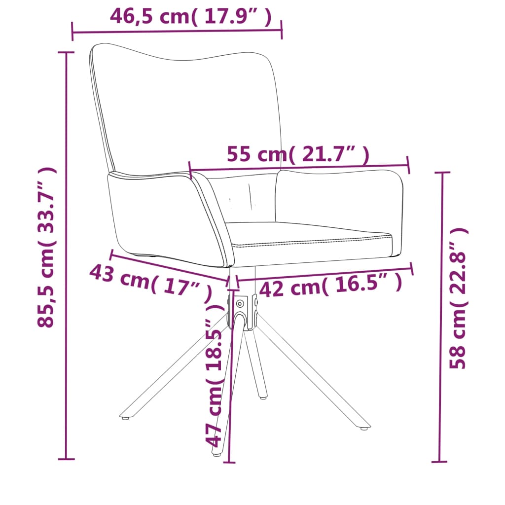 vidaXL Pasukamos valgomojo kėdės, 2vnt., tamsiai pilkos, aksomas