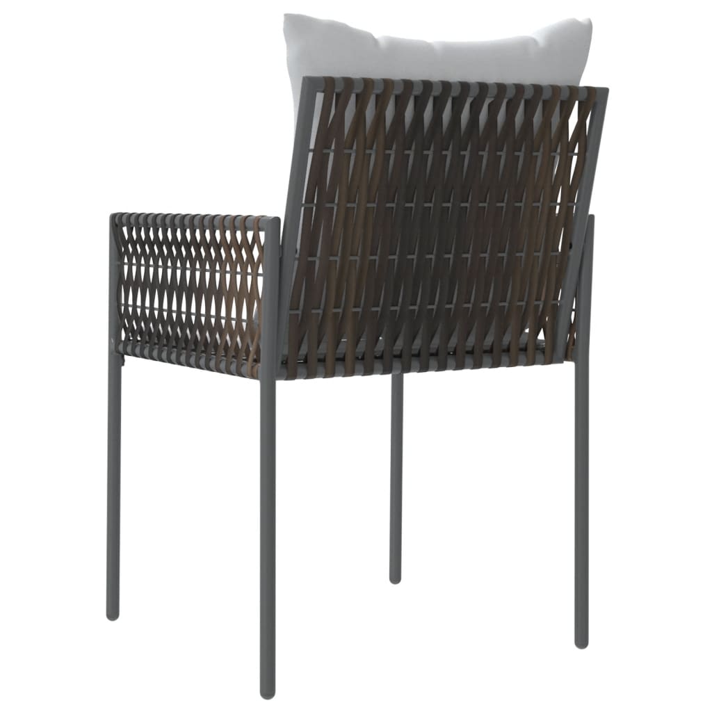 vidaXL Sodo kėdės su pagalvėmis, 4vnt., rudos, 54x61x83cm, poliratanas