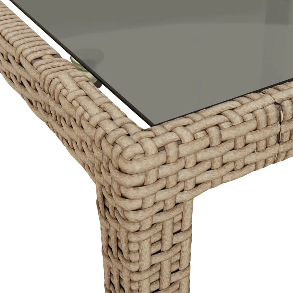 vidaXL Sodo stalas, smėlio spalvos, 250x100x75cm, stiklas/poliratanas