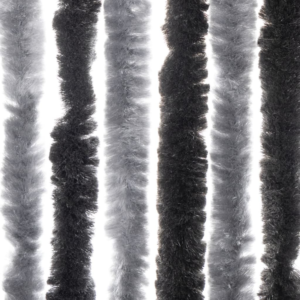 vidaXL Užuolaida nuo musių, pilka ir juoda, 100x230cm, šenilis