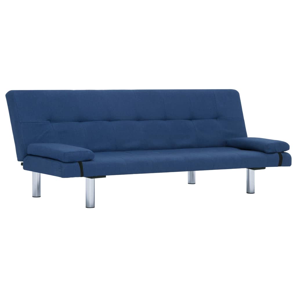 vidaXL Sofa-lova su dviem pagalvėm, mėlynos spalvos, poliesteris