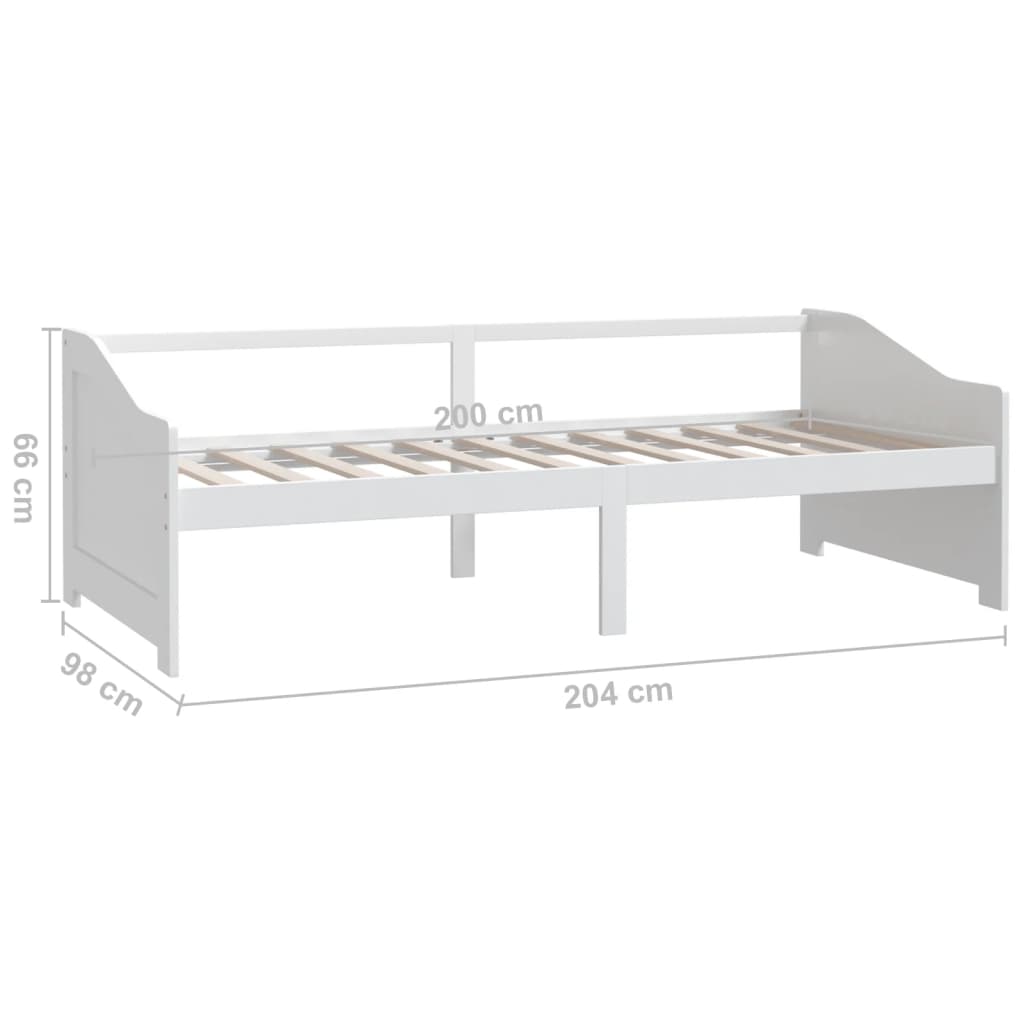 vidaXL Trivietė lova, balta, 90x200cm, pušies medienos masyvas