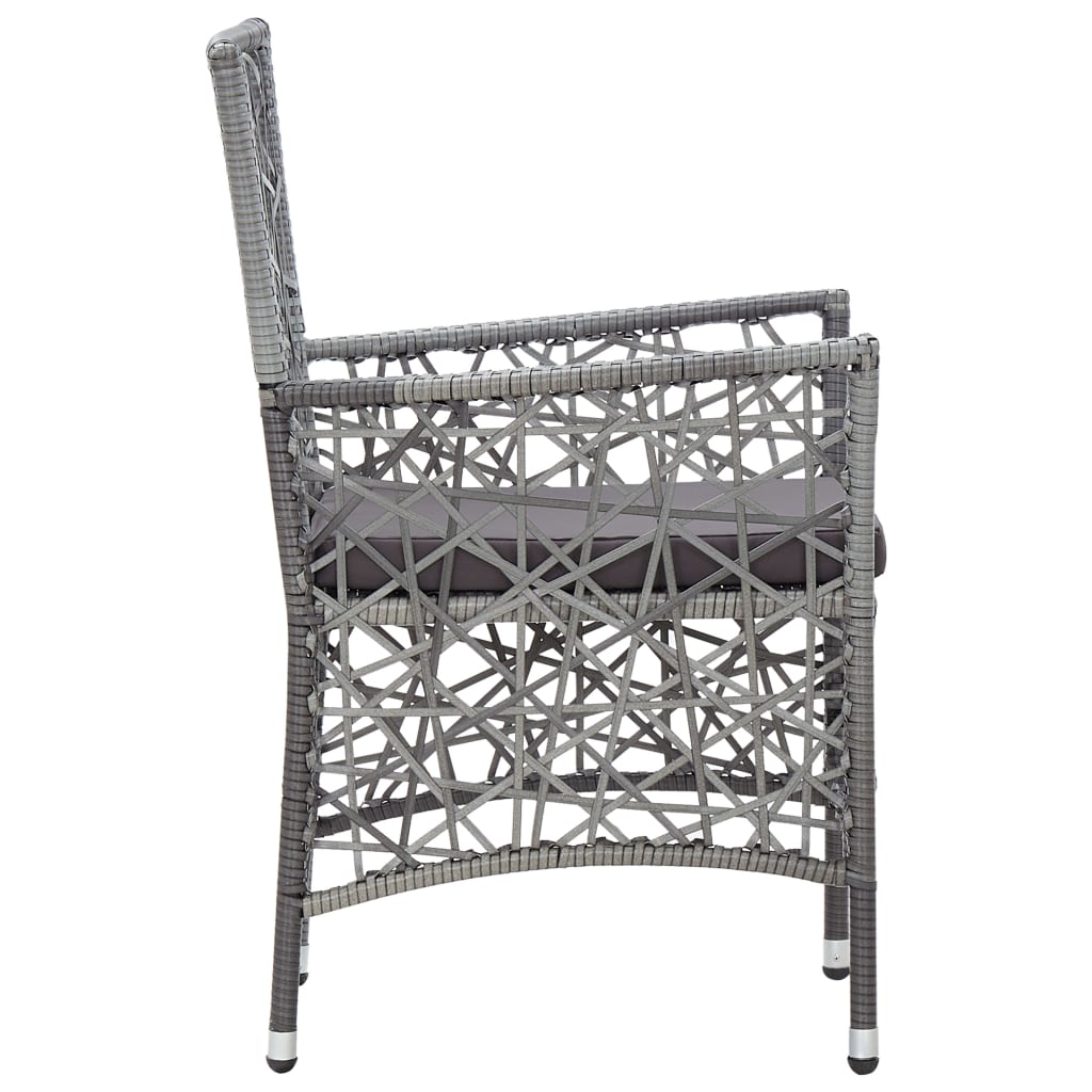 vidaXL Lauko kėdės su pagalvėlėmis, 2vnt., pilkos spalvos, poliratanas