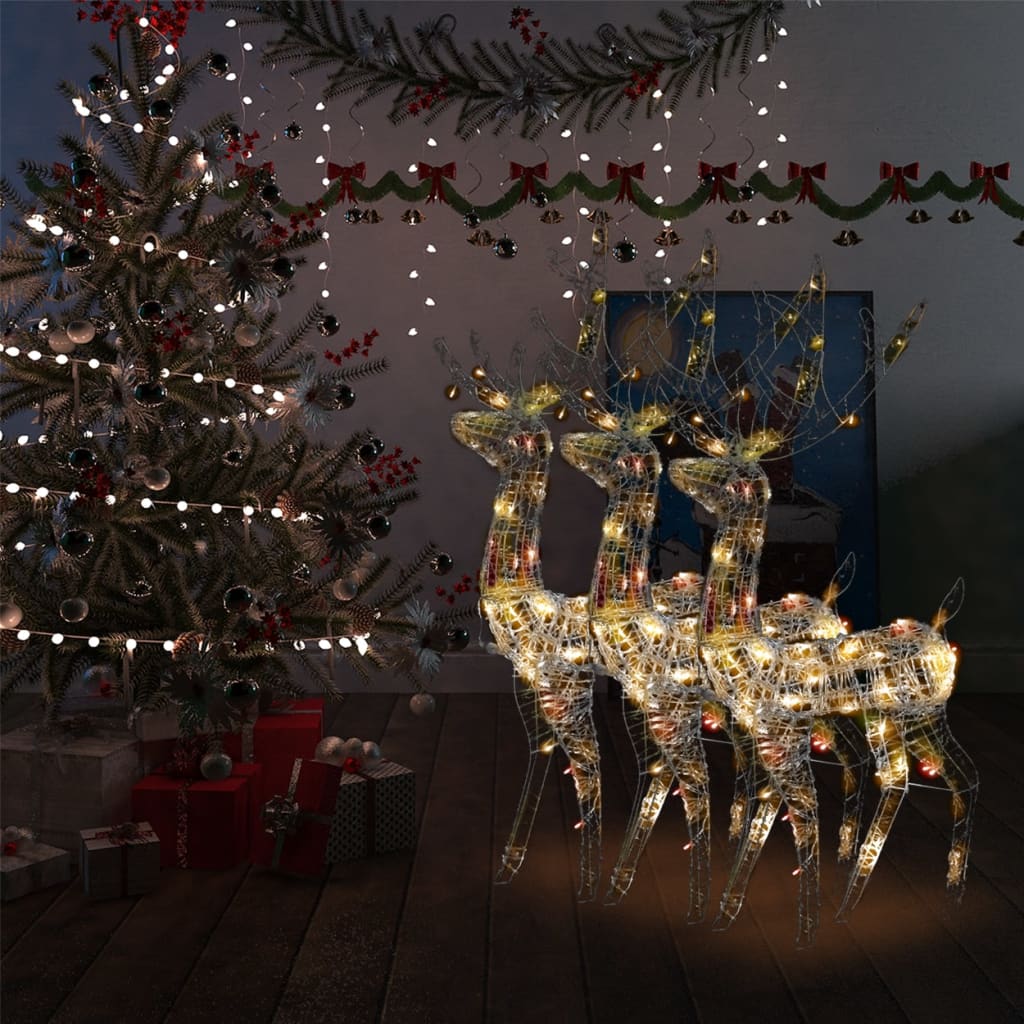 vidaXL Kalėdinės dekoracijos elniai, 3vnt., spalvoti, 120cm, akrilas