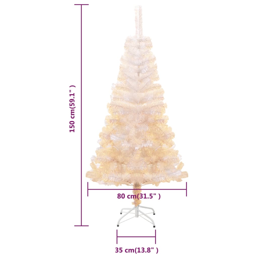 vidaXL Dirbtinė Kalėdų eglutė su spalvotom šakom, balta, 150cm, PVC