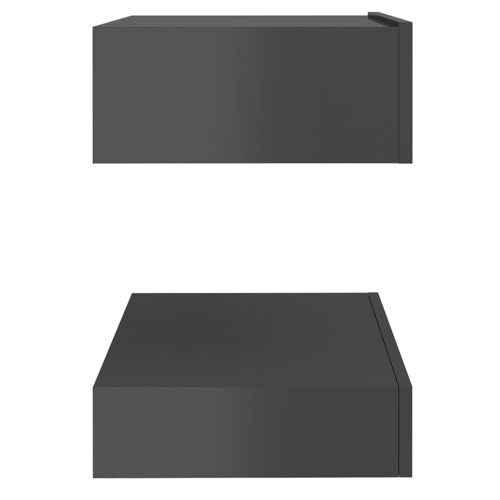 vidaXL Naktinė spintelė, blizgi pilka, 60x35cm, MDP