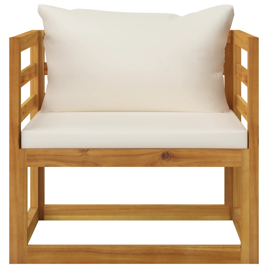 vidaXL Sodo baldų komplektas su pagalvėmis, 7 dalių, kreminis, akacija