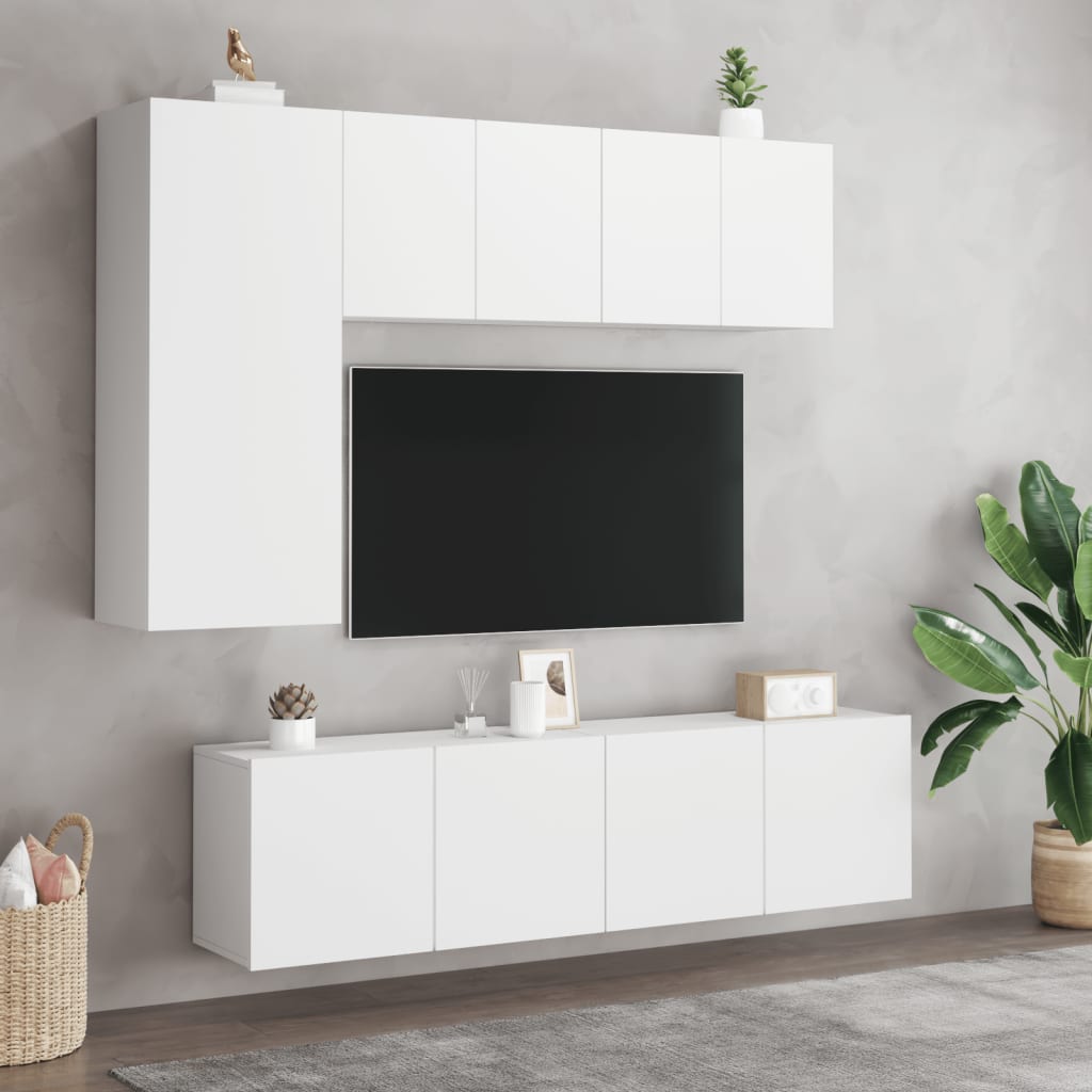 vidaXL Prie sienos montuojama TV spintelė, baltos spalvos, 60x30x41cm