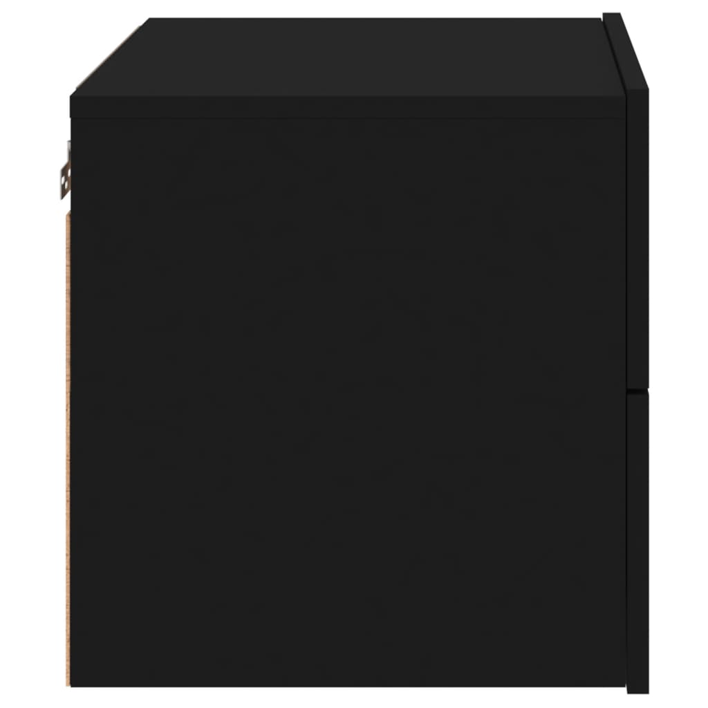 vidaXL Prie sienos montuojama naktinė spintelė su LED, juoda