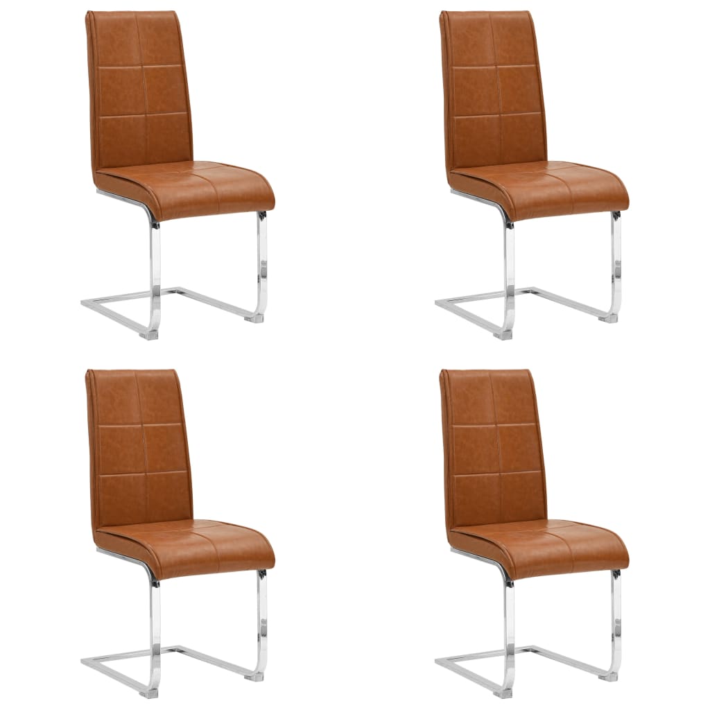 vidaXL Gembinės valgomojo kėdės, 4vnt., rudos, dirbtinė oda, blizgios