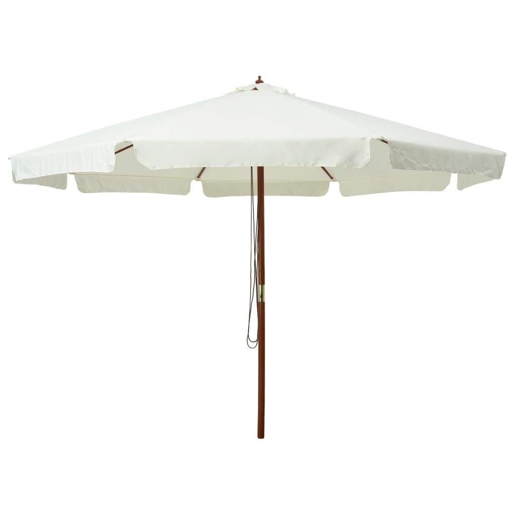 vidaXL Lauko skėtis su mediniu stulpu, smėlio baltos spalvos, 330cm