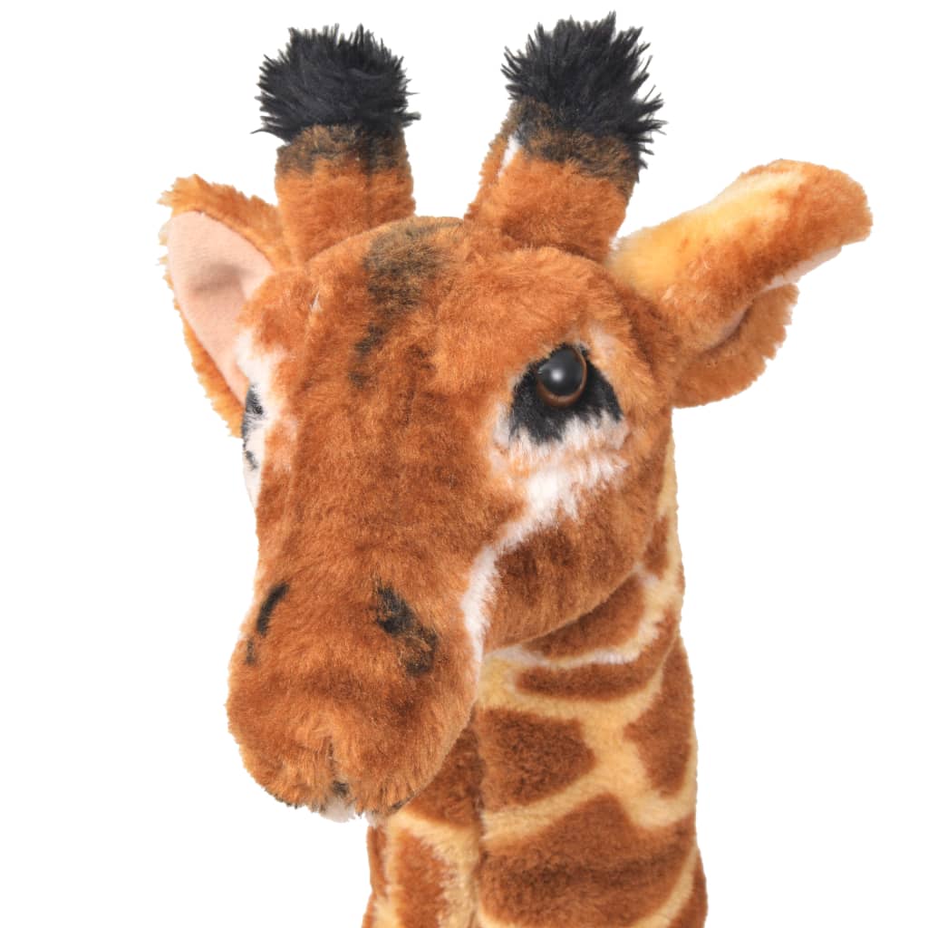 vidaXL Stovintis pliušinis žaislas žirafa, rudas ir geltonas, XXL
