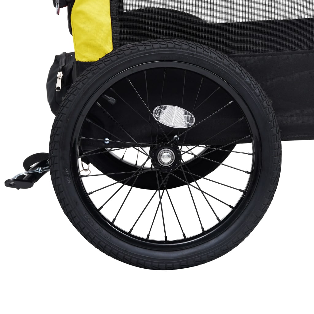 vidaXL 2-1 Dviračio priekaba/vežimėlis augintiniams, geltona/juoda
