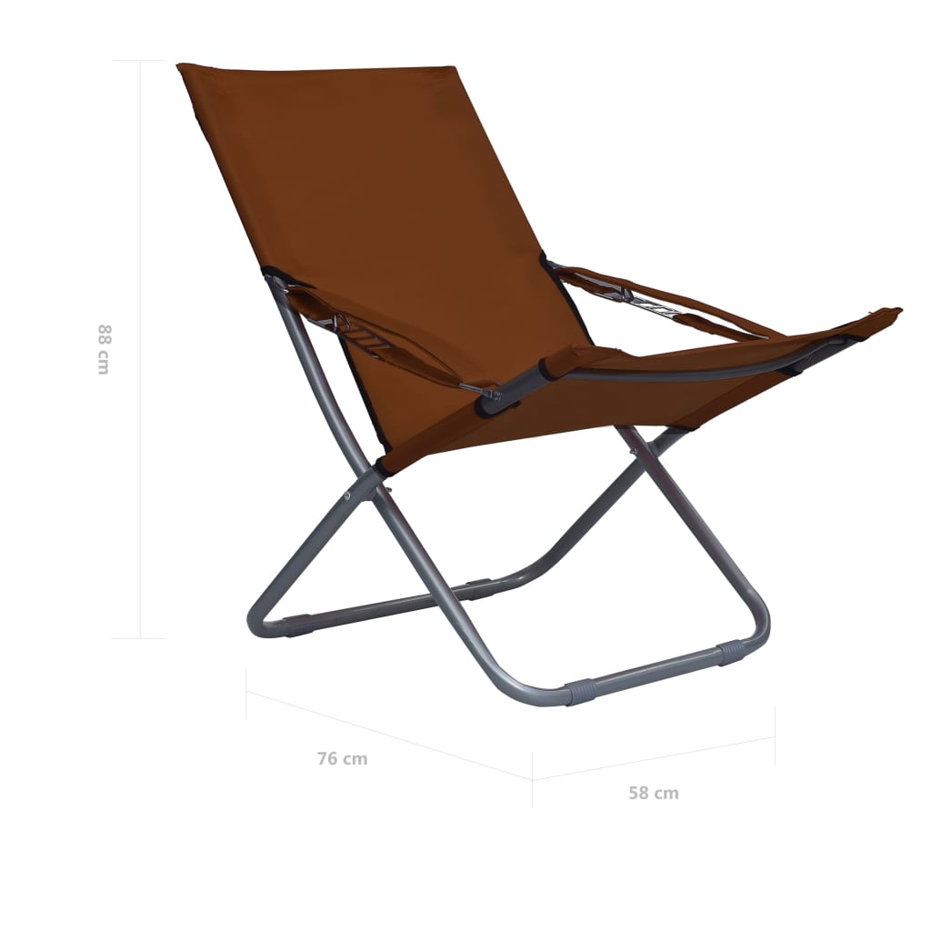 vidaXL Sulankstomos paplūdimio kėdės, 2vnt., rudos spalvos, audinys