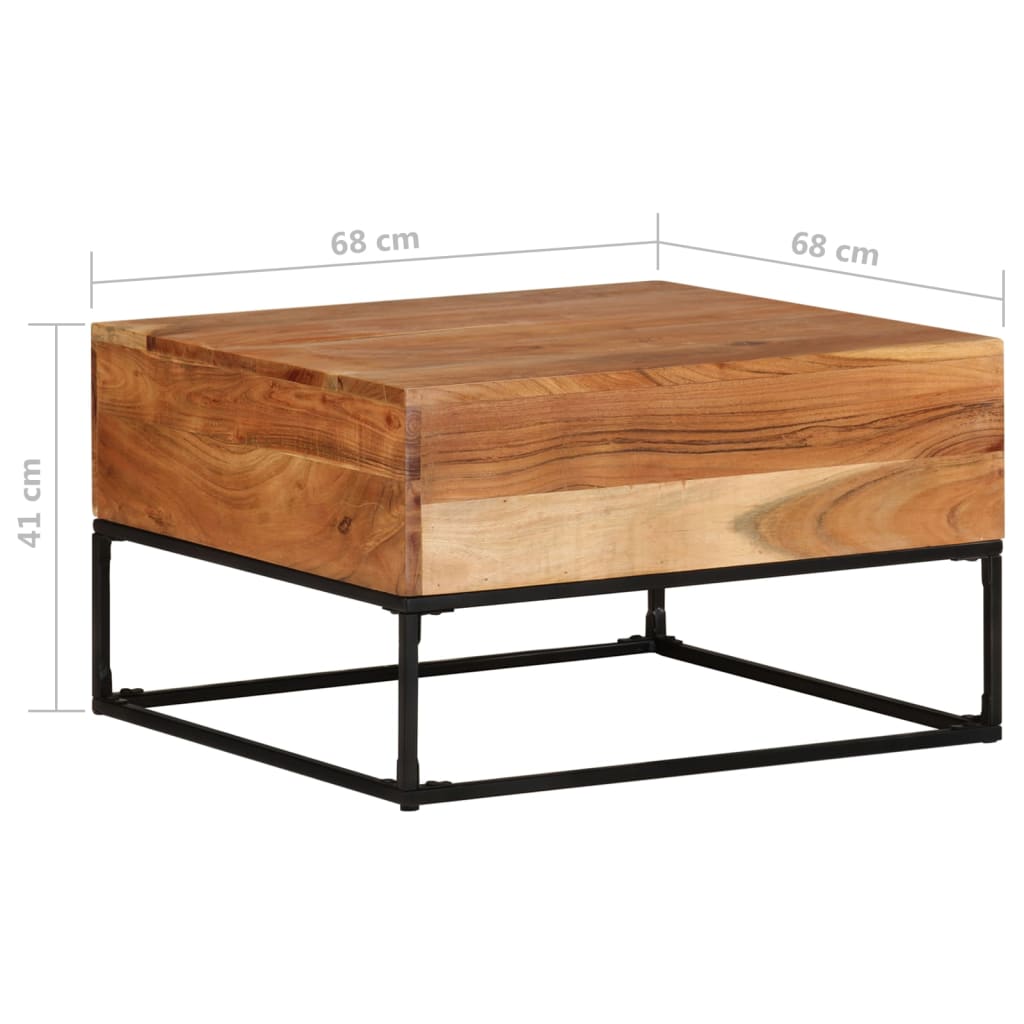 vidaXL Kavos staliukas, 68x68x41cm, akacijos medienos masyvas