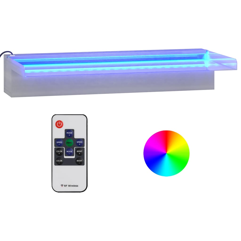 vidaXL Krioklys su įvairių spalvų LED lemputėmis, 45cm, plienas