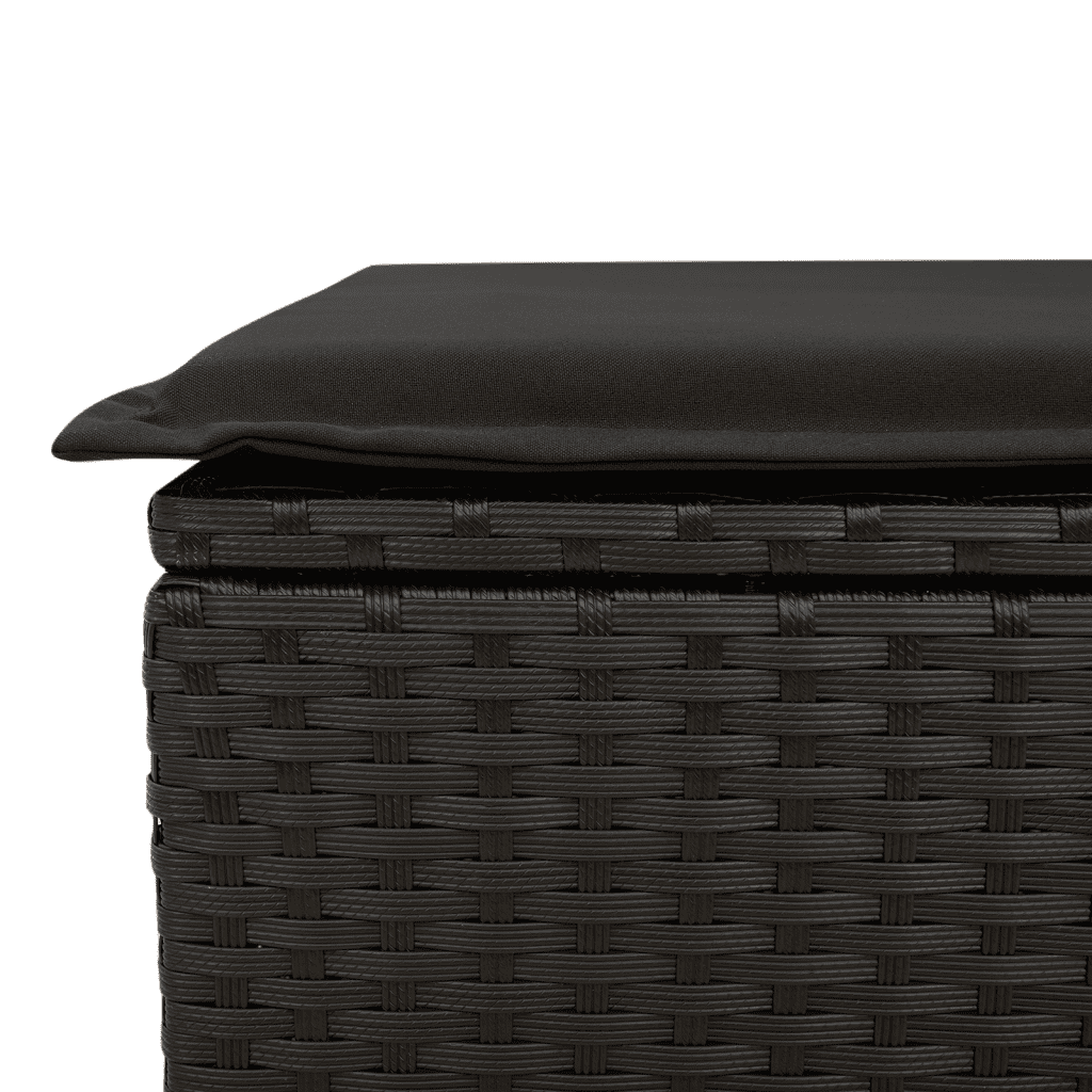 vidaXL Sodo komplektas su pagalvėlėmis, 4 dalių, juodas, poliratanas
