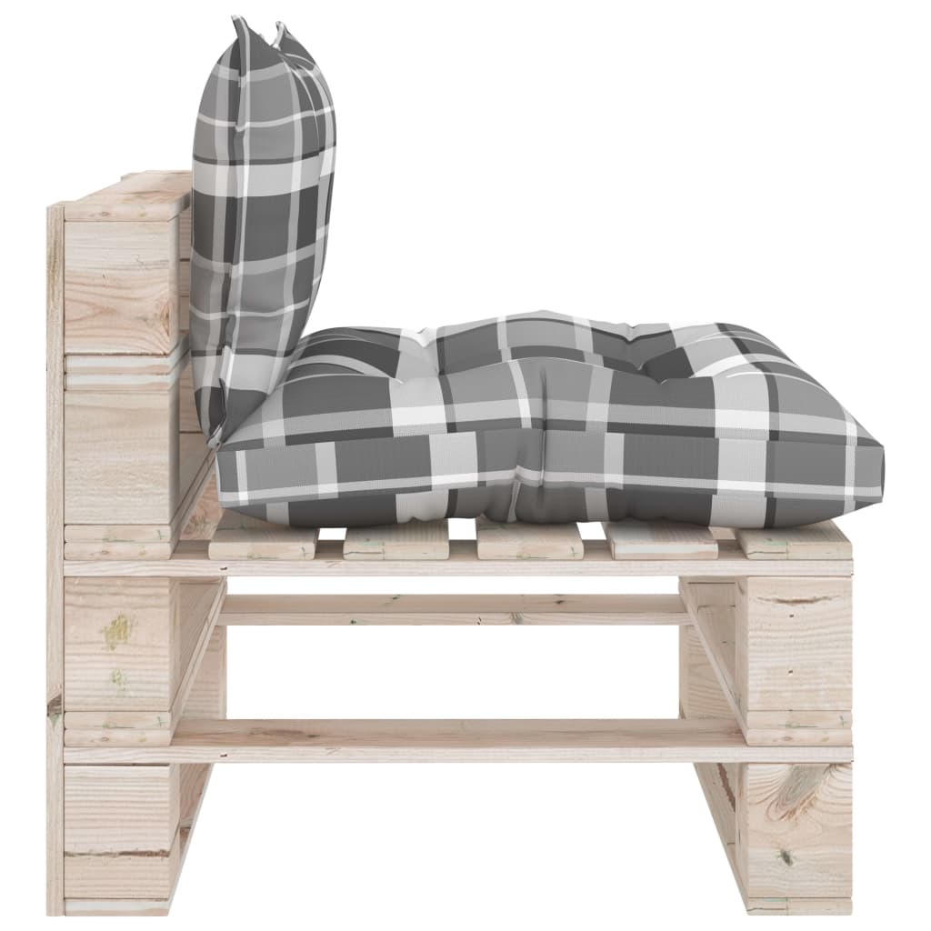 vidaXL Vidurinė sofos dalis iš palečių su pagalvėlėmis, pušies mediena