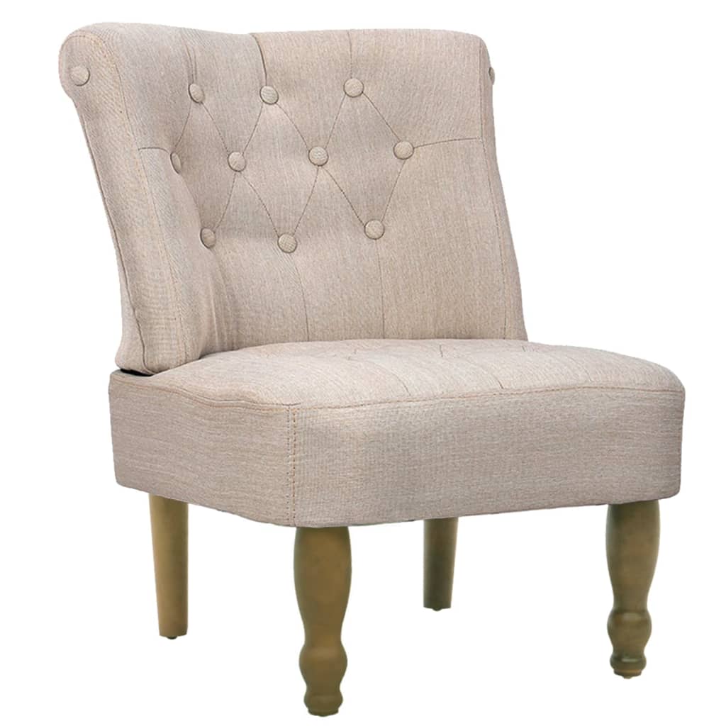 vidaXL Prancūziško stiliaus kėdės, 2vnt., kreminės, audinys