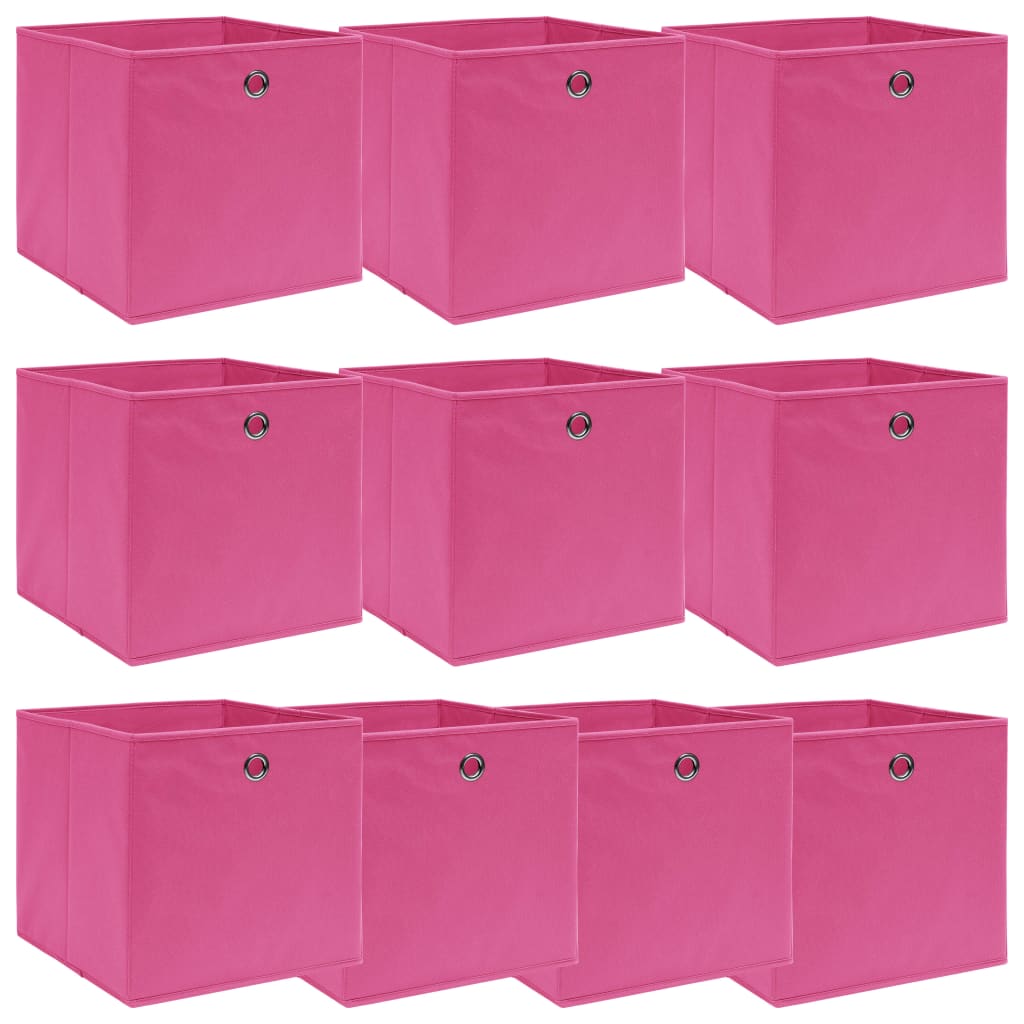 vidaXL Daiktadėžės, 10vnt., rožinės spalvos, 32x32x32cm, audinys