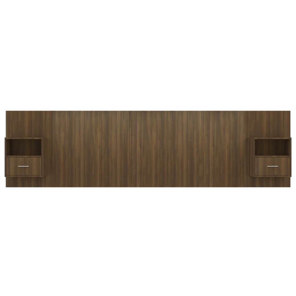 vidaXL Lovos galvūgalis su spintelėmis, rudas ąžuolo, apdirbta mediena