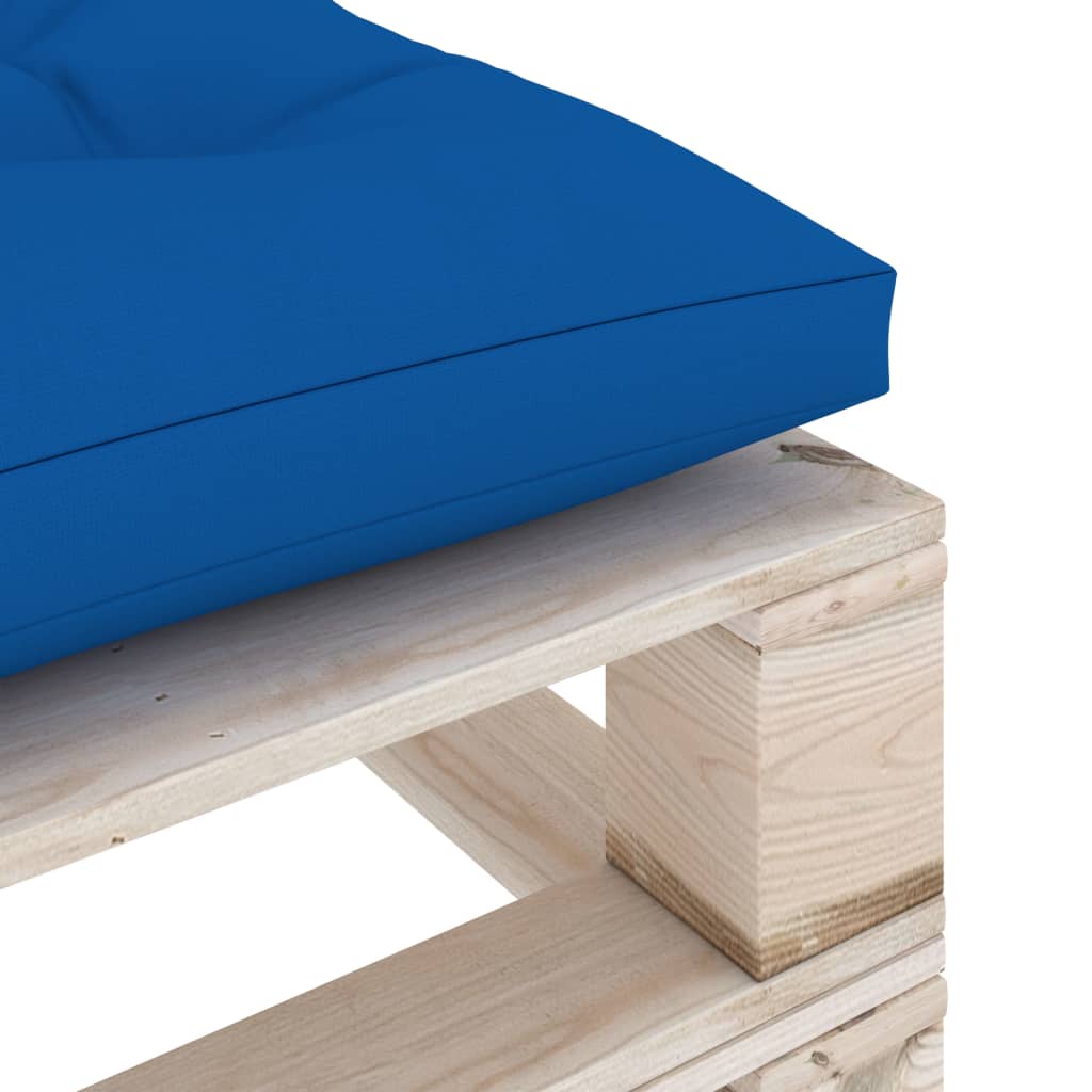 vidaXL Sodo otomanė iš paletės su mėlyna pagalvėle, pušies mediena