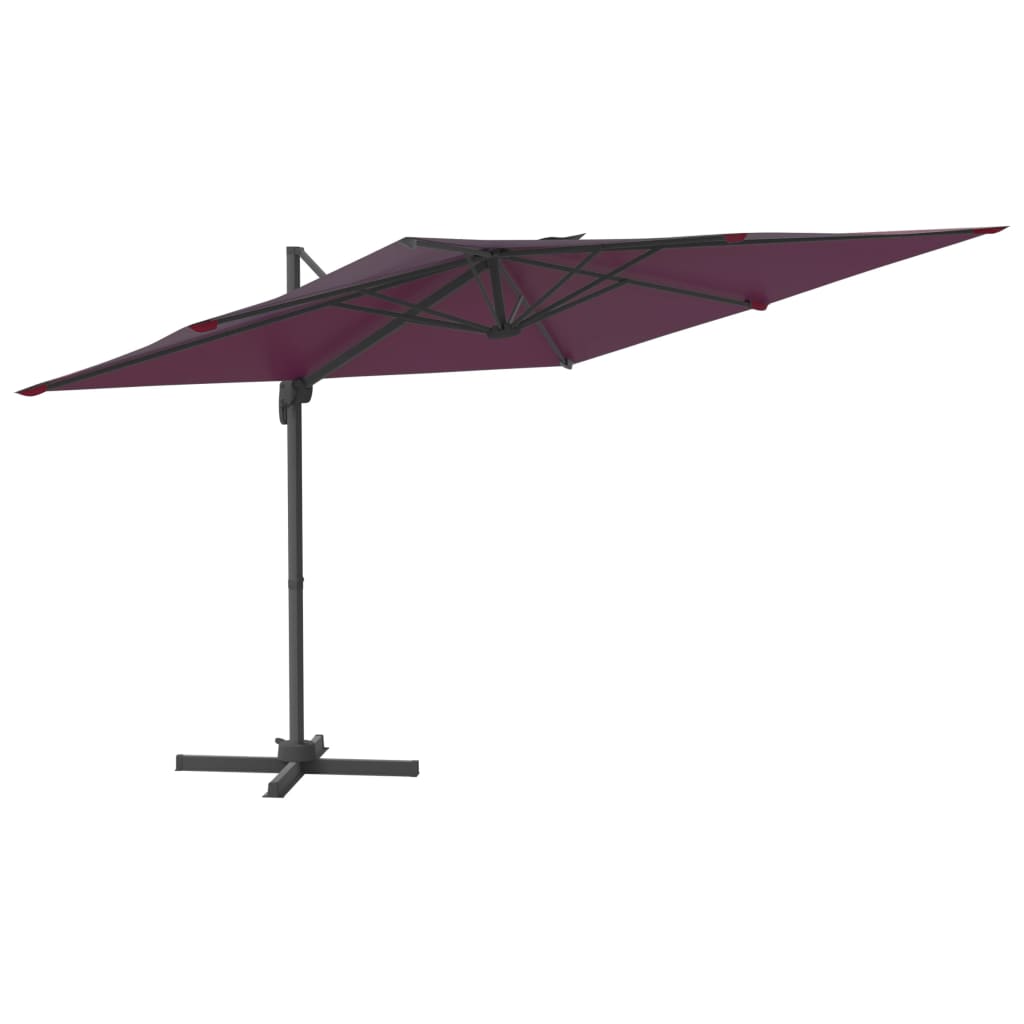 vidaXL Gembės formos skėtis su LED, tamsiai raudonas, 400x300cm