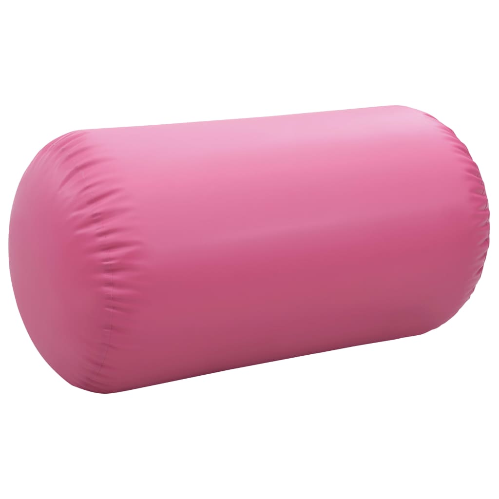 vidaXL Gimnastikos ritinys su pompa, rožinis, 120x90cm, PVC
