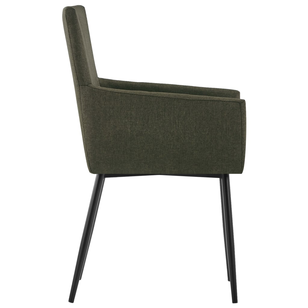 vidaXL Valgomojo kėdės su porankiais, 4vnt., rudos spalvos, audinys