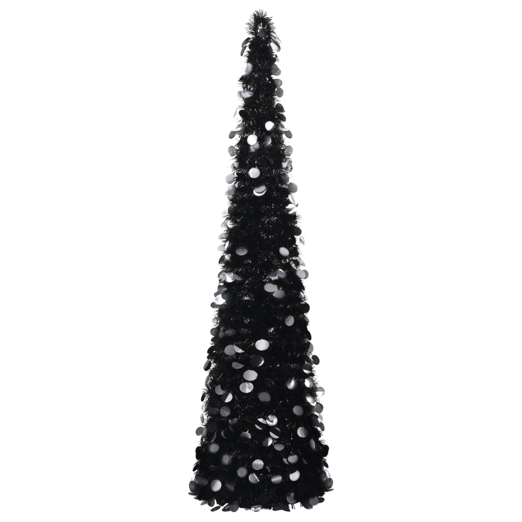vidaXL Išskleidžiama dirbtinė Kalėdų eglutė, juoda, 150cm, PET