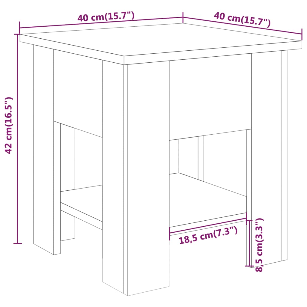 vidaXL Kavos staliukas, baltas, 40x40x42cm, apdirbta mediena, blizgus