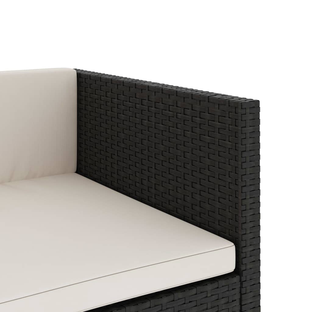 vidaXL Sodo baldų komplektas su pagalvėmis, 5 dalių, juodas, ratanas