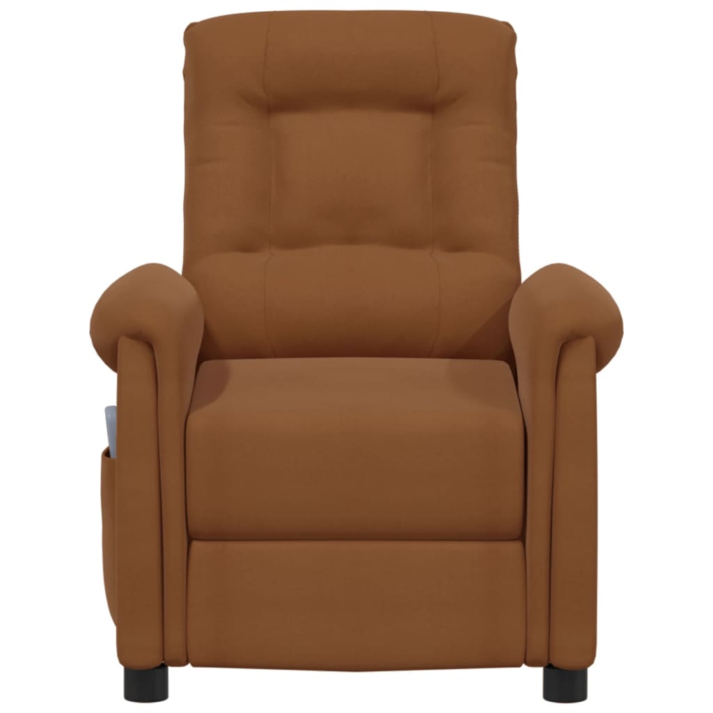 vidaXL Masažinis krėslas, rudos spalvos, mikropluošto audinys