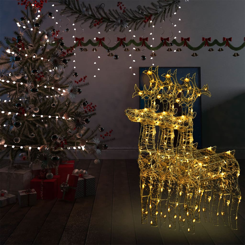 vidaXL Kalėdų dekoracijos elniai, 3vnt., 60x16x100cm, akrilas
