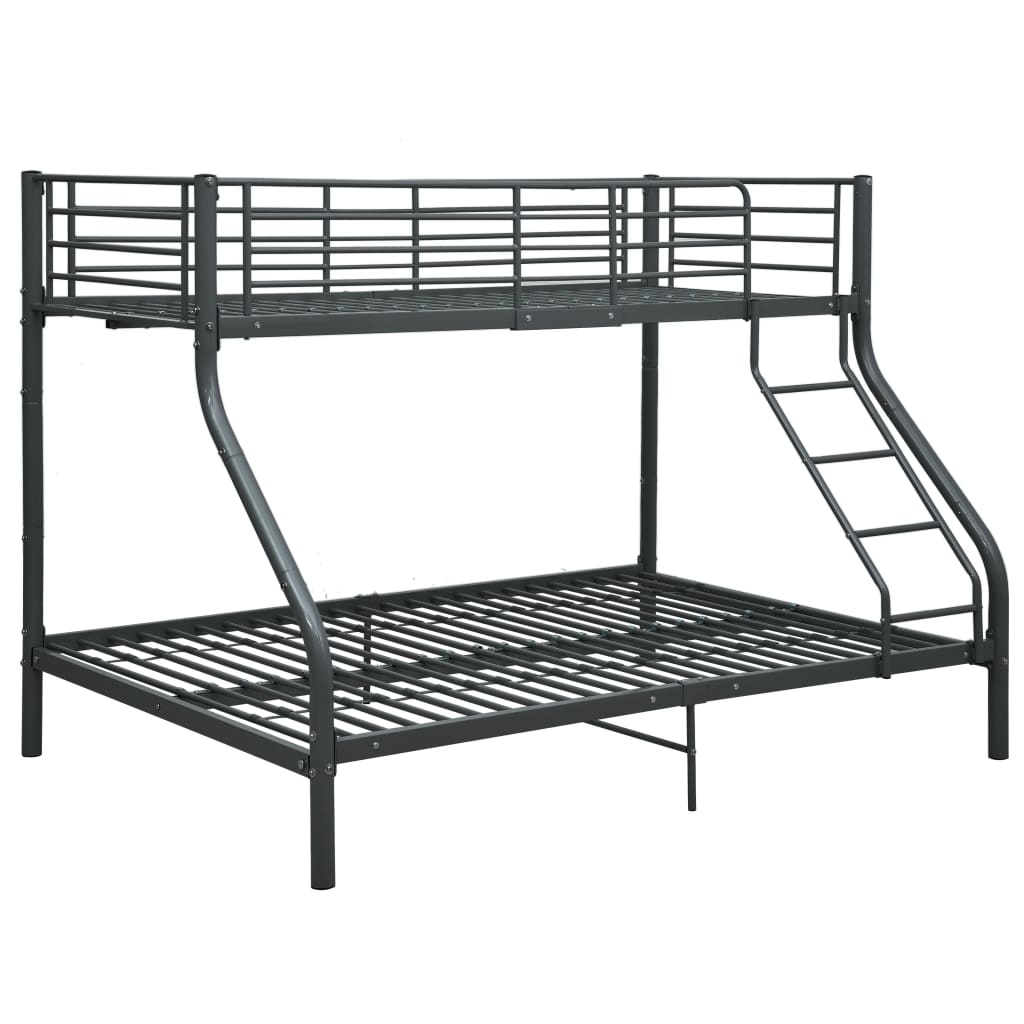 vidaXL Dviaukštės lovos rėmas, juodas, 140x200cm/90x200cm, metalas