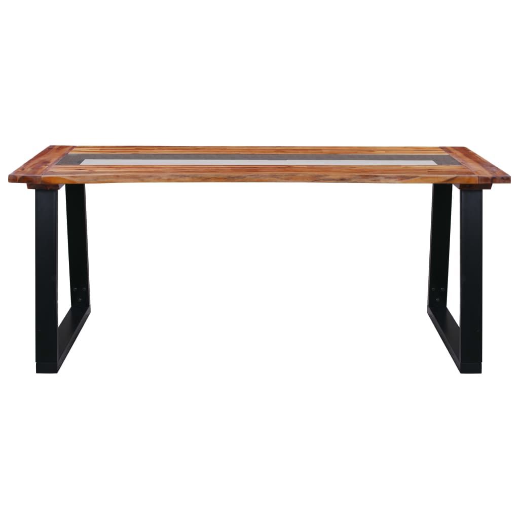 vidaXL Valgomojo stalas, 180x90x75cm, akacijos masyvas ir stiklas