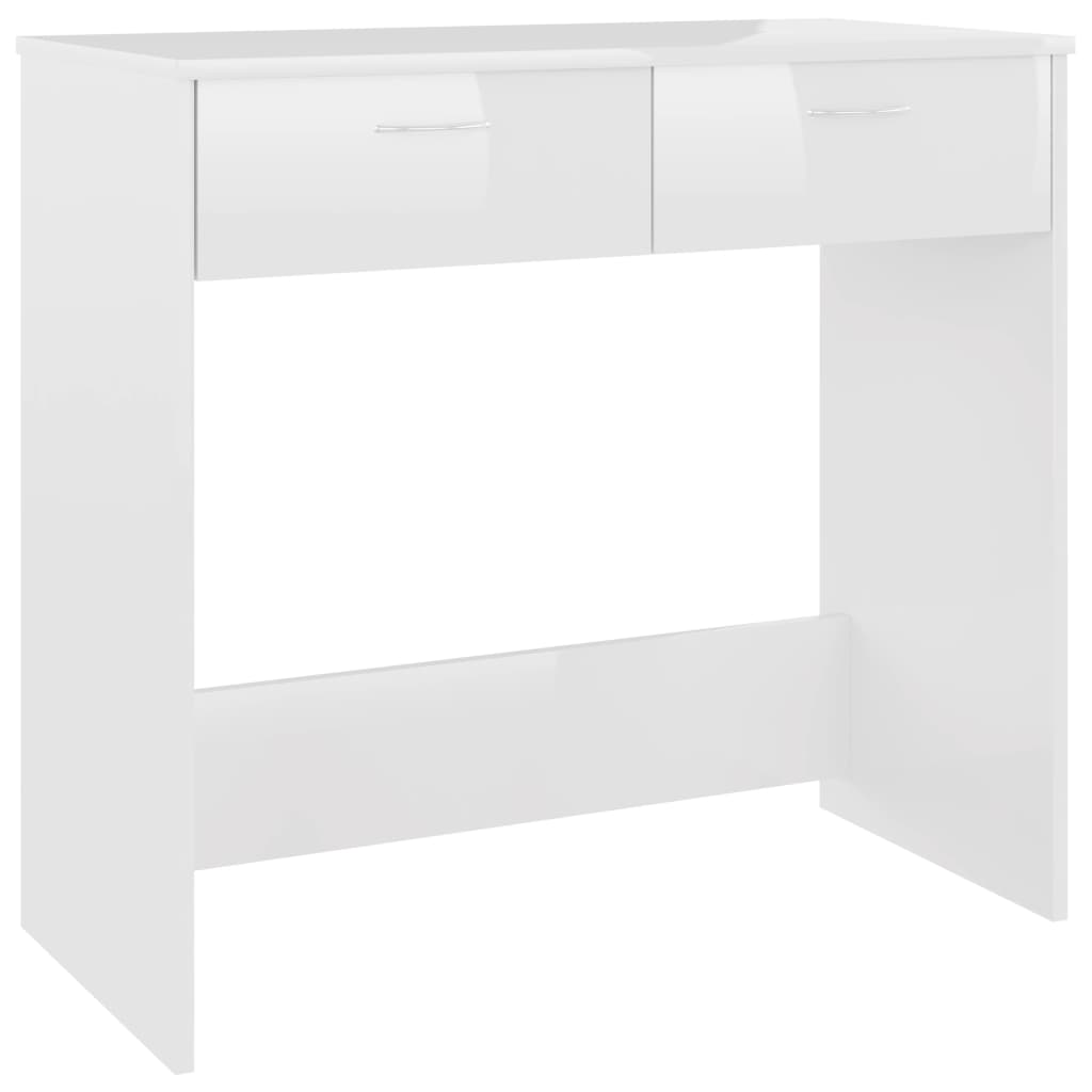 vidaXL Rašomasis stalas, baltos spalvos, 80x40x75cm, MDP, ypač blizgus