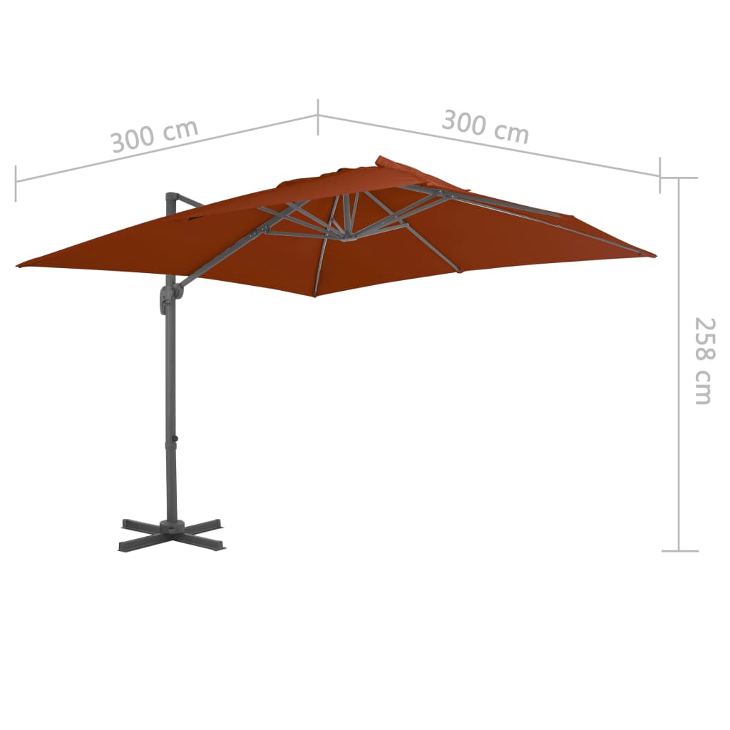 vidaXL Gembės formos skėtis su aliuminio stulpu, terakota, 300x300cm
