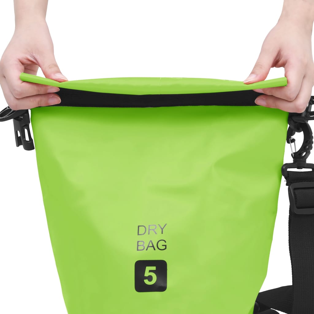 vidaXL Vandeniui atsparus krepšys, žalios spalvos, PVC, 5l
