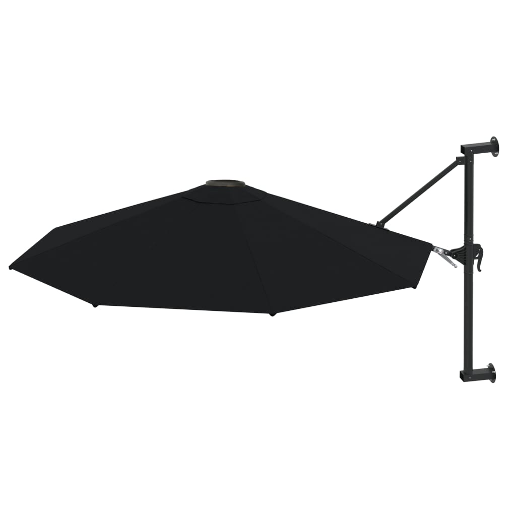 vidaXL Montuojamas skėtis su metaliniu stulpu, juodas, 300cm