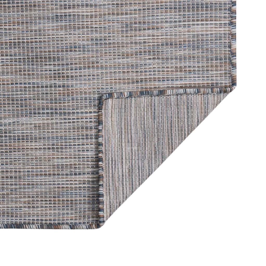 vidaXL Lauko kilimėlis, rudas ir mėlyna, 200x280cm, plokščio pynimo