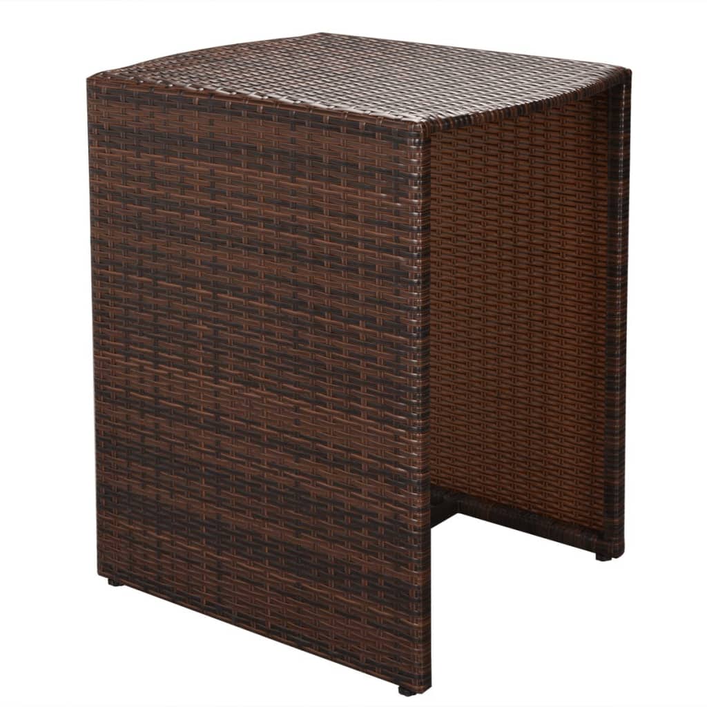 vidaXL Bistro baldų komplektas su pagalvėmis, 3d., rudas, polirat.