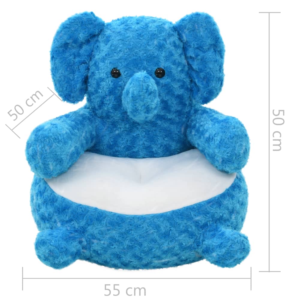 vidaXL Minkštas žaislas dramblys, mėlynas, pliušinis