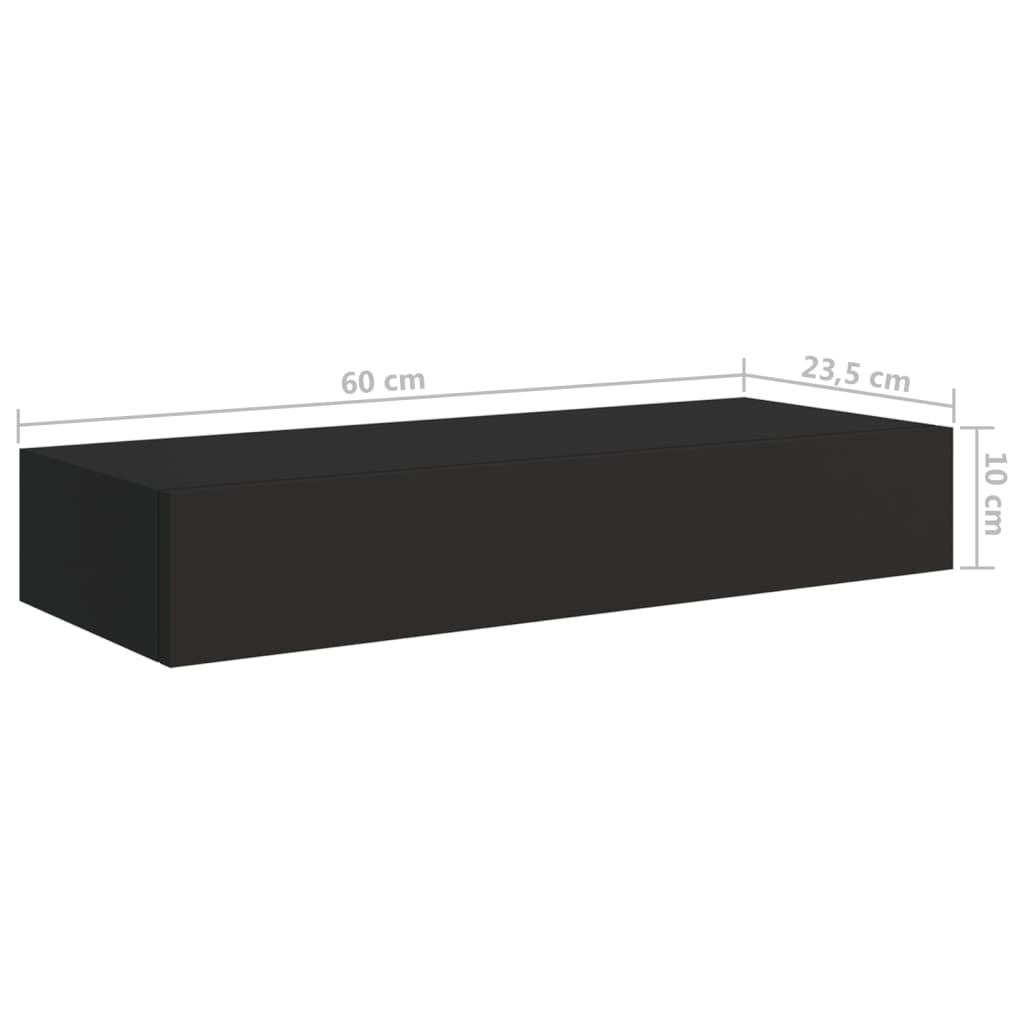 vidaXL Lentynos su stalčiais, 2vnt., juodos, 60x23,5x10cm, MDF