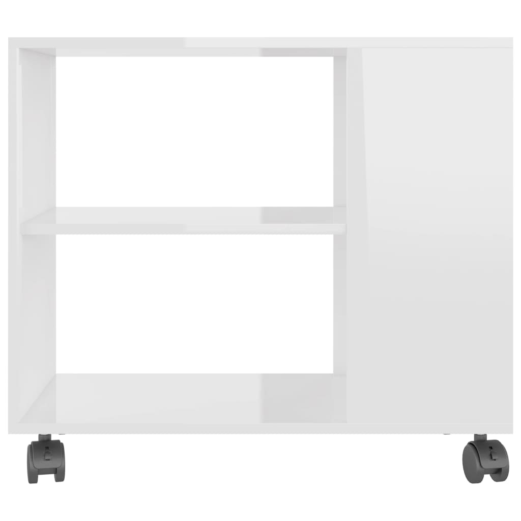 vidaXL Šoninis staliukas, baltos spalvos, 70x35x55cm, mediena, blizgus