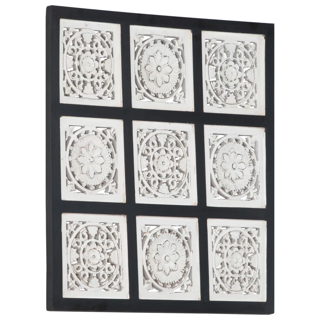 vidaXL Sienos plokštė, juoda/balta, 60x60x1,5cm, MDF, raižyta rankomis