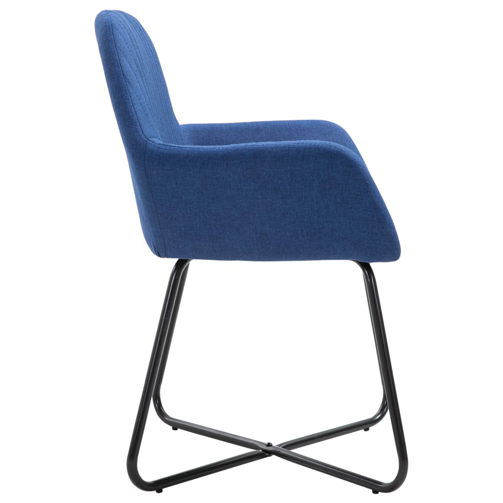 vidaXL Valgomojo kėdės, 4vnt., mėlynos spalvos, audinys