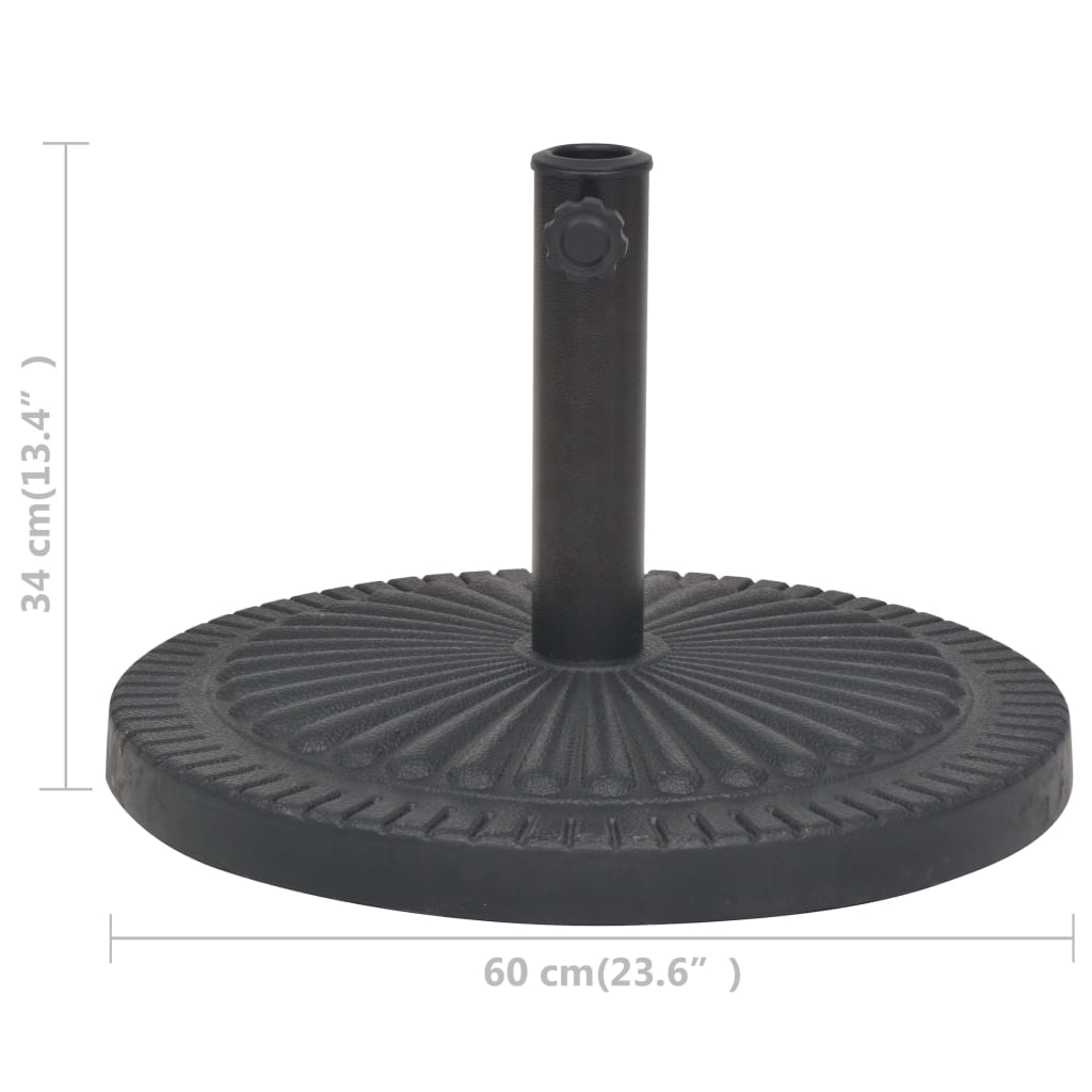 vidaXL Skėčio stovas iš dervos, apvalus, juodas, 29 kg