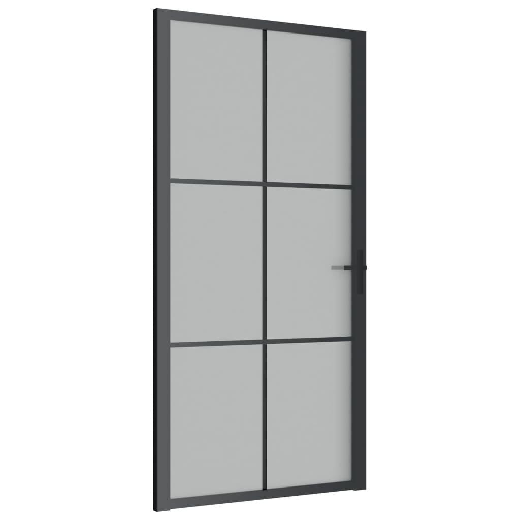 vidaXL Vidaus durys, juodos, 102,5x201,5cm, matinis stiklas/aliuminis